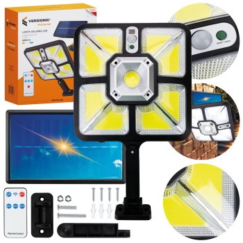 Lampa uliczna solarna z przewodem 5m 9COB + pilot